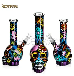 Бонг скляний Flower Skull 25см