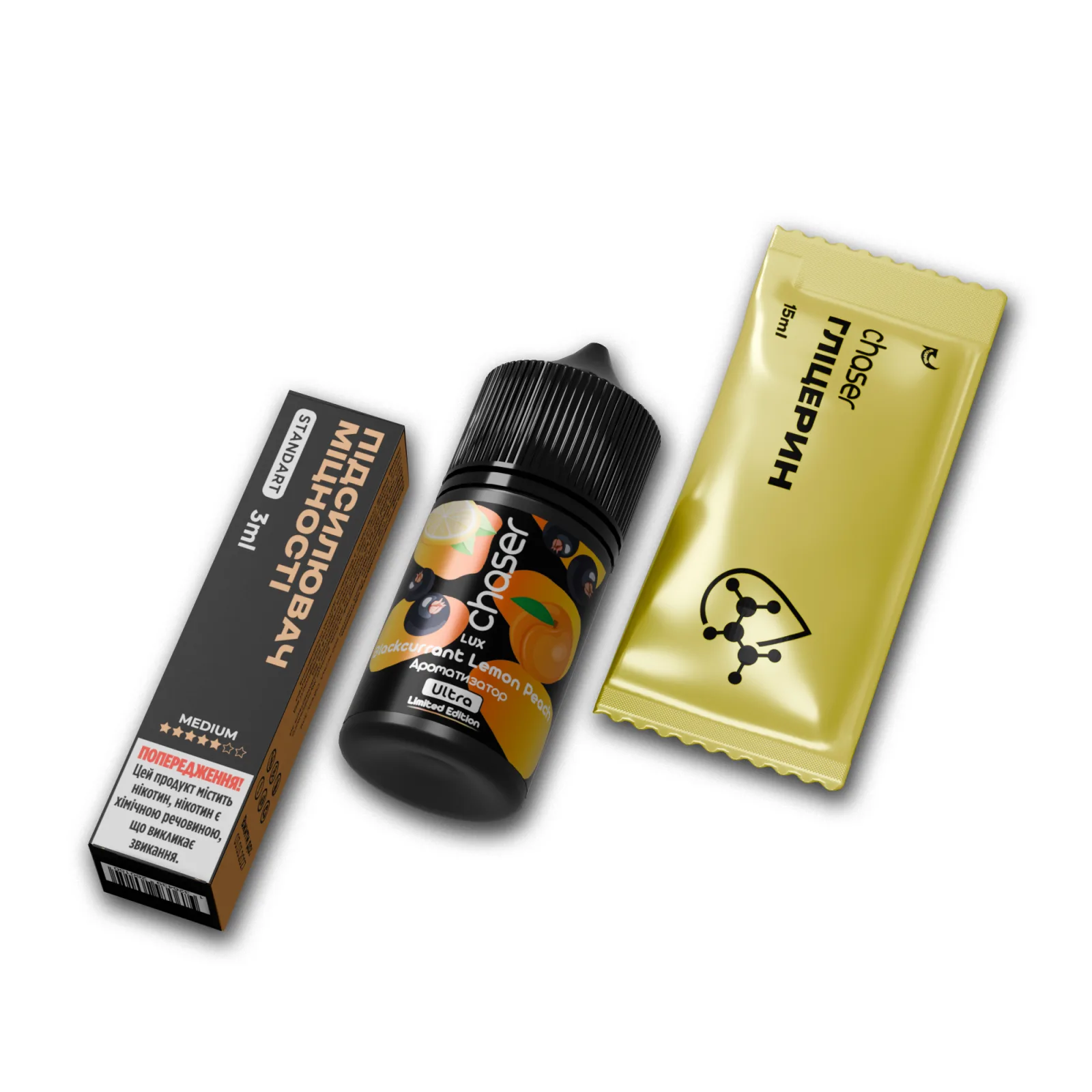 НАБОР CHASER LUX ULTRA 30 ML - BLACKCURRANT LEMON PEACH