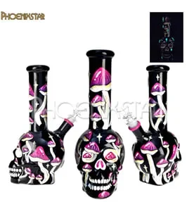 Бонг скляний Amania Mushroom Skull Glow 25см