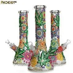 Бонг скляний 3-D Glowing flowers 32см